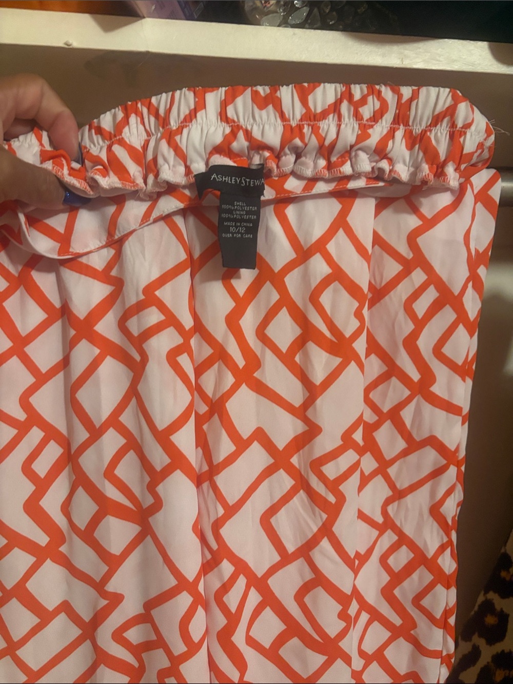 Ashley Stewart Orange & White Patterned Maxi Skirt